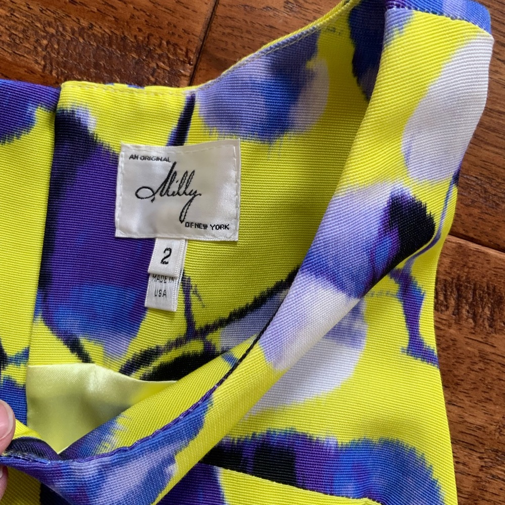 Milly New York Yellow and Blue Floral Dress, size 2 - Picture 7 of 8